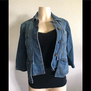 DKNY Jean Jacket Size S Medium Wash 3/4 Sleeve